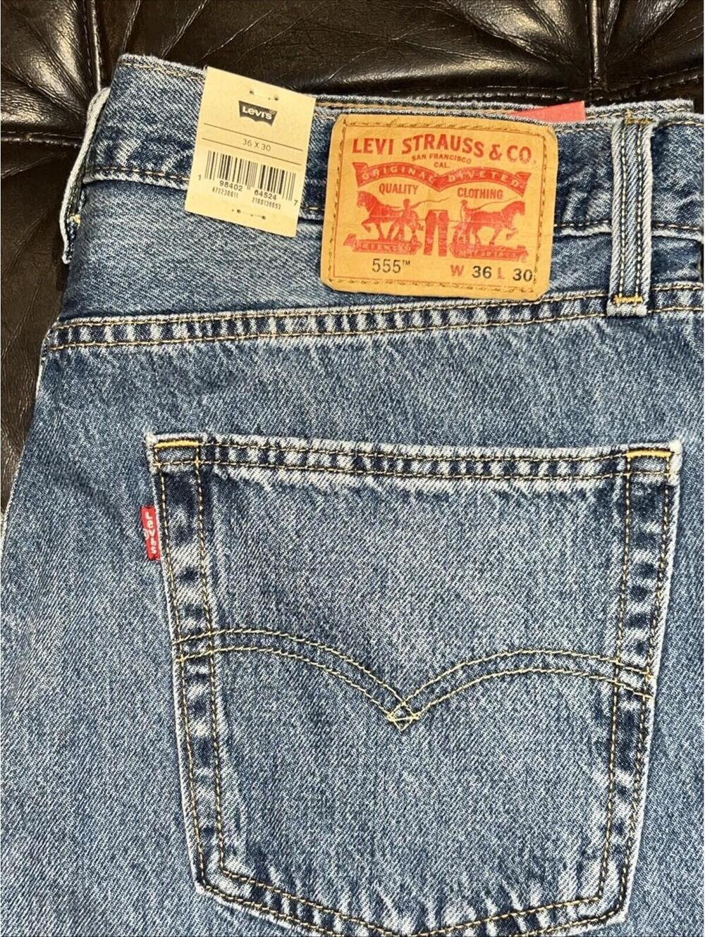 Levis 555 Jeans Mens 36x29 Blue Relaxed Fit Straight NWT